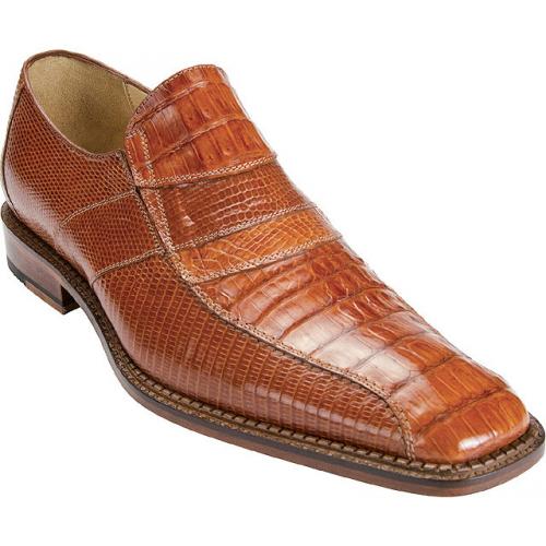 Belvedere "Gavino" Brandy Genuine Crocodile / Lizard Loafer Shoes